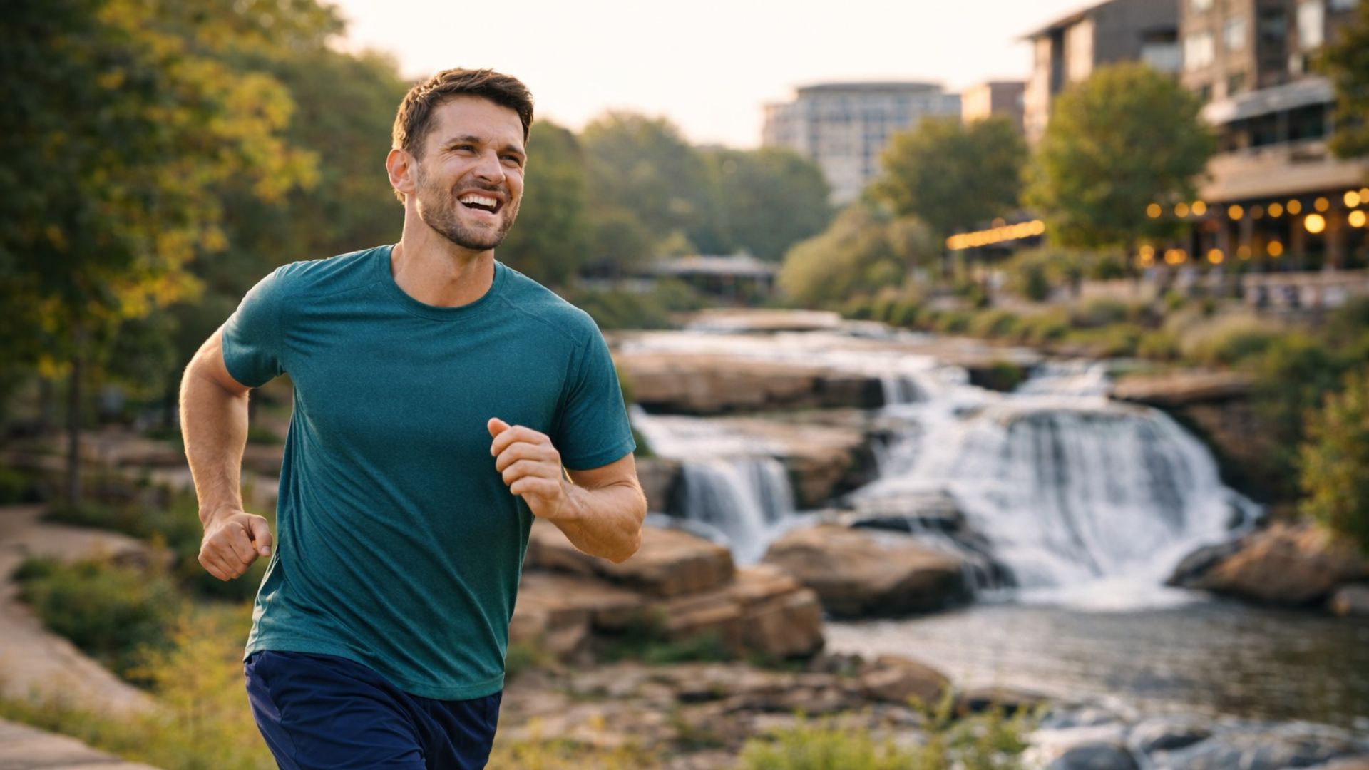 Pain-free runner after hip rehabilitation at Falls Park Greenville SC